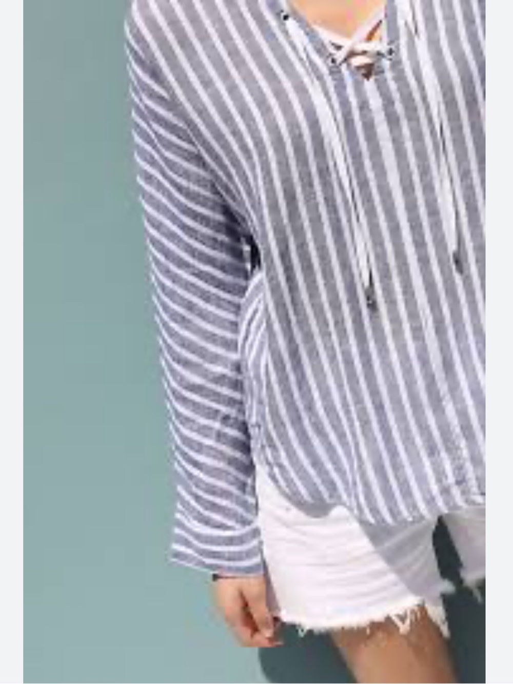 Rails Striped Lace-Up Tunic in Blue and White x small - Picture 3 of 6